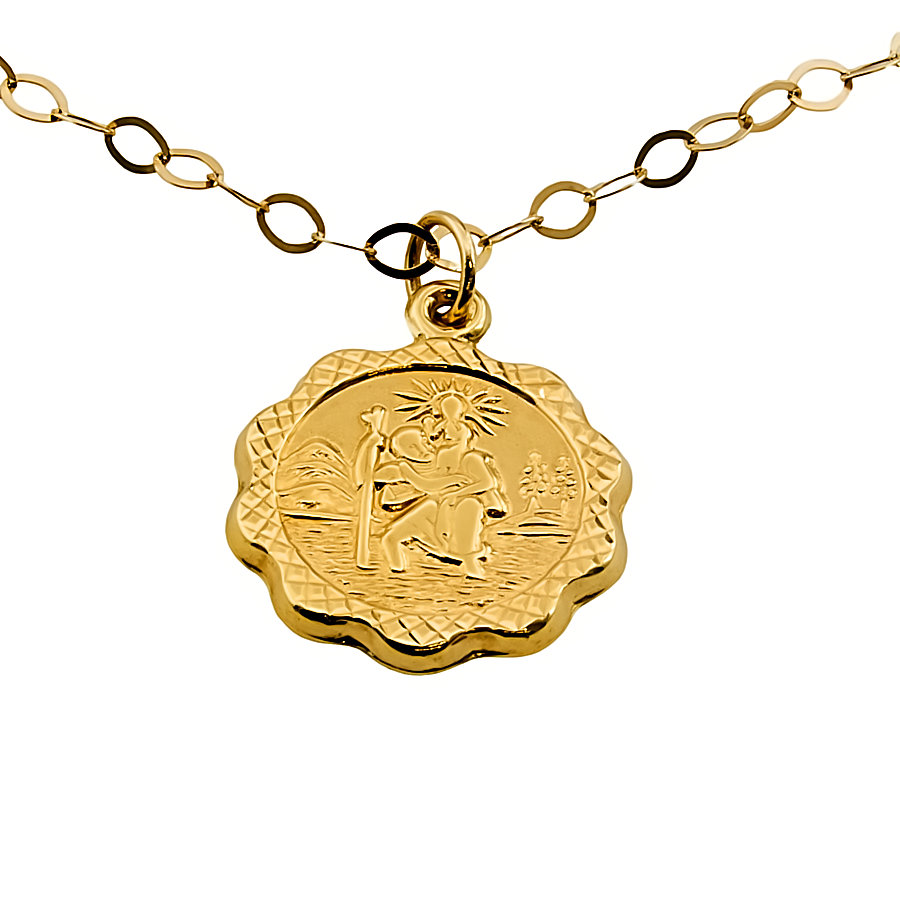 9ct Gold 1.7g 16 inch St Christopher Pendant with Chain